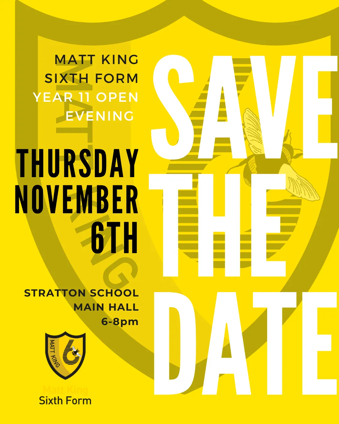 Matt King 6th Form Open Evening  - Reminder 